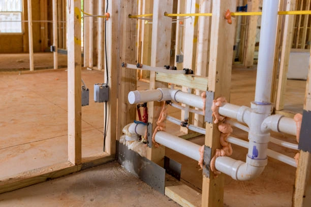 Plumber servicing a residential water system